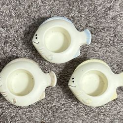 Set Of Three PartyLite Candle Holders Fish Ocean Home Decor