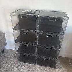 8 Pack Large Shoe Boxes Storage Organizer with Lids up to US size 13 