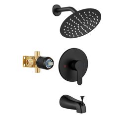 Airuida Shower Faucet Set with Valve and Tub Spout,8 Inch Rainfall Shower Head, Wall Mount Shower System,Brass Rough-In Valve,Bathroom Shower Trim Kit