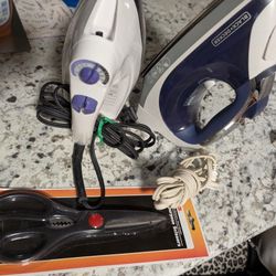 2 Black&Decker Steamer Irons & Pair of Gordon Multipurpose Scissors 
