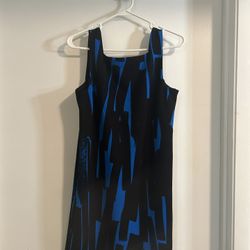 Black/Blue Sleeveless Dress; Size 8P