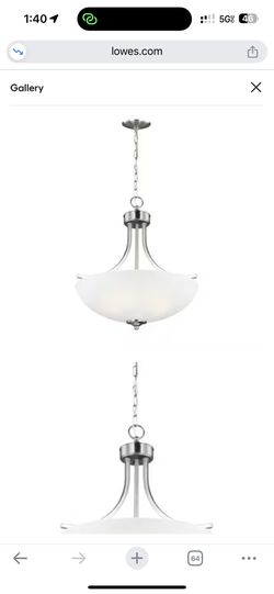Generation Lighting Geary 3 -Light Brushed Nickel Transitional Etched glass Bowl Medium Hanging