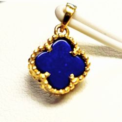 💕18k Lapiz Lazuli Clover Pendant