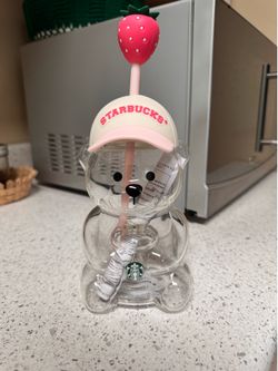 starbucks bearista cup, pink strawberry bearista