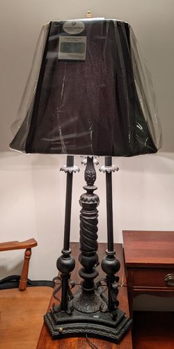 Vintage Black Gothic Table Lamp With New Shade