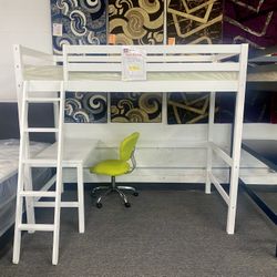 Twin Wood Loft Bed With Table $199.99