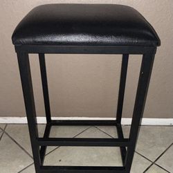 Black Leather Stool