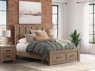 Garistyn Light Brown Queen Panel Storage Bed (Online Special Price)