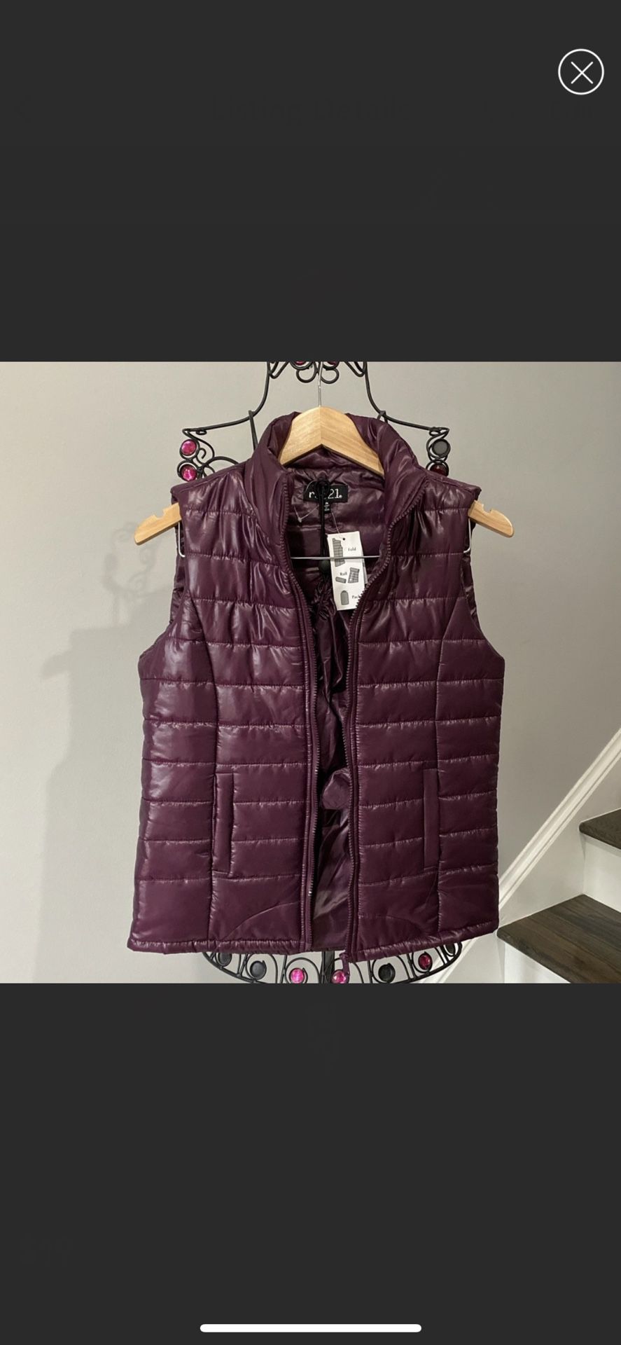 NEW Rue 21 Maroon Puffer Vest Size Medium