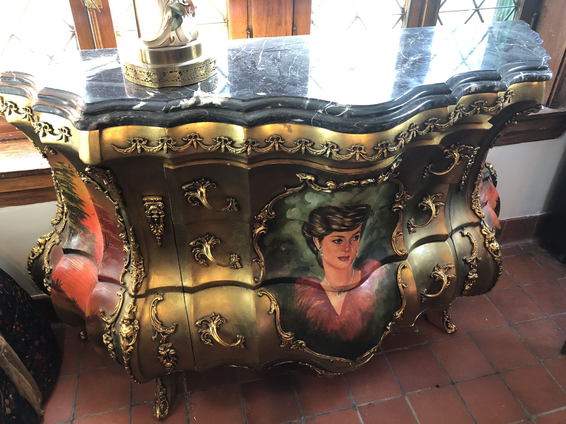 Oil painting Diana antiqe furniture