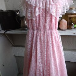 Vintage Pink Lace Dress