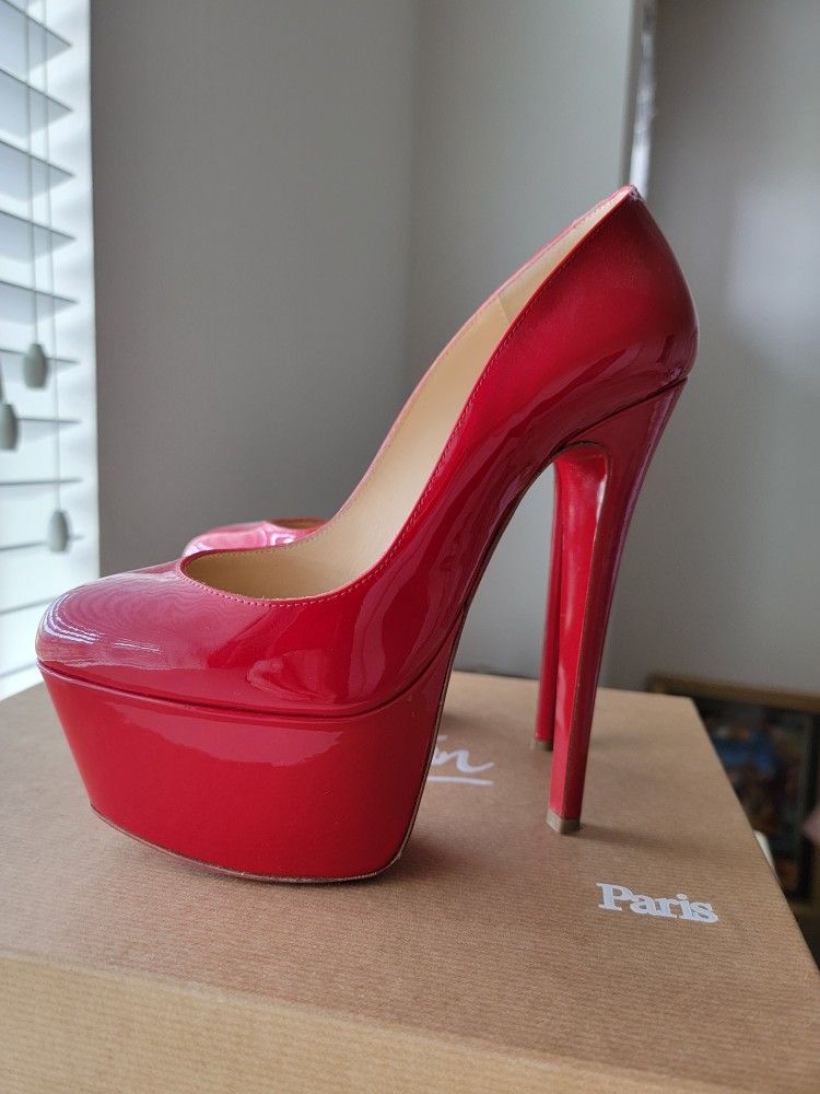 Christian Louboutin Red Victoria 160 Pump Patent Leather