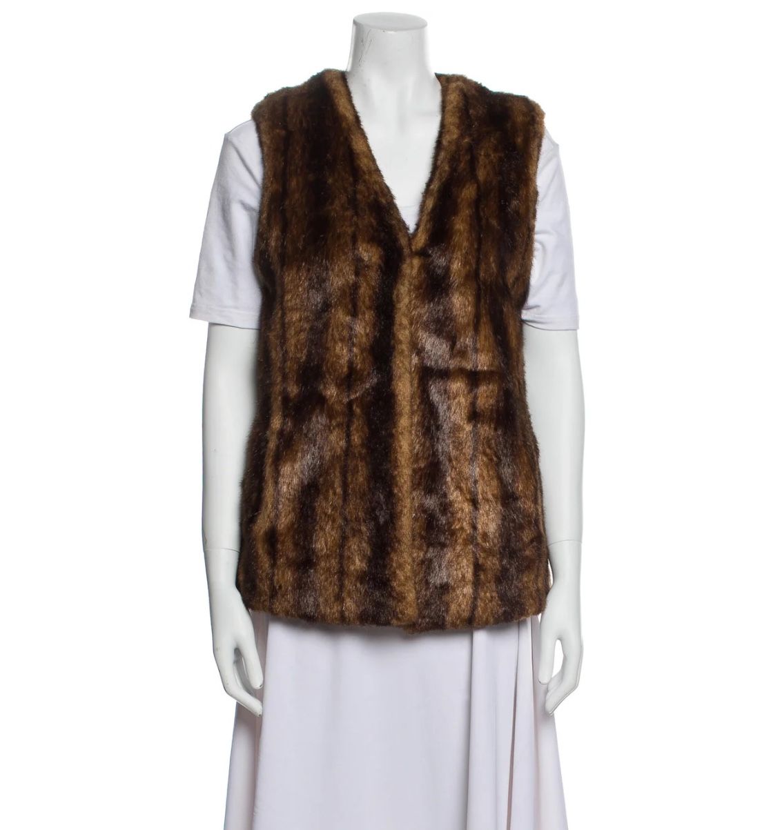 Mela London Brown Faux Fur Knit Cropped Vest Size S