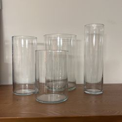 4 Piece Cylinder glass Vase Set 