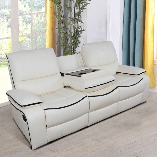 white bondedLeather recliner sofas couches household living room furniture for sale