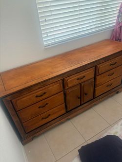 Wood Dresser with Drawers and Cabinet