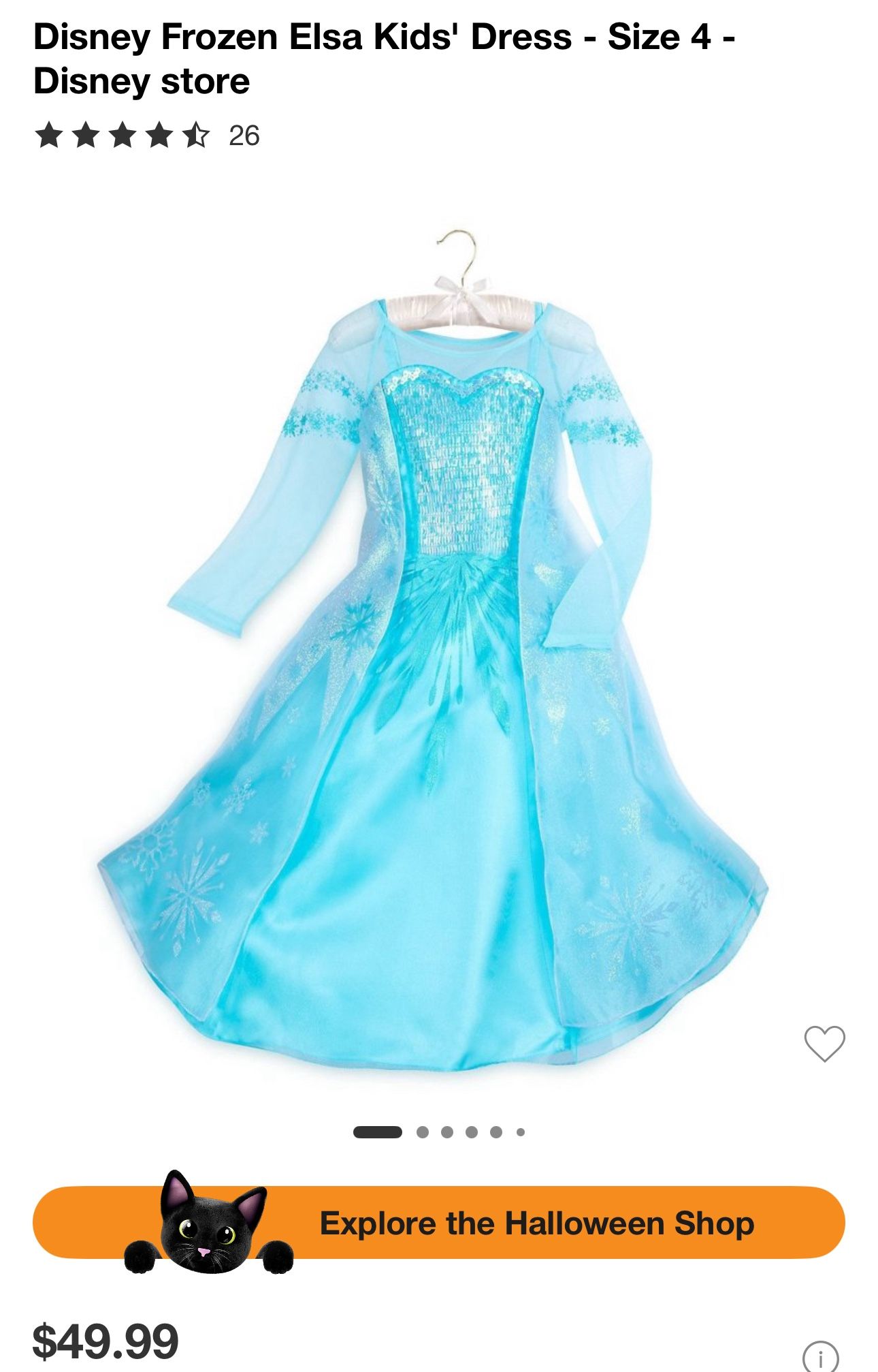 Vestido de Elsa para niñas, medida cuatro Disney Store nuevo. Sólo esa medida tengo disponible