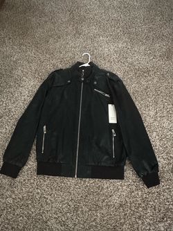 chouyatou Men's Leather Bomber Jacket