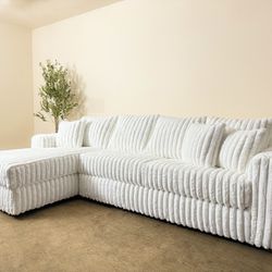 Brand New Ivory 2-Piece Sectional with Chaise - Free Delivery