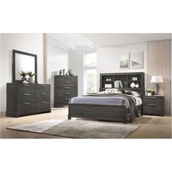 4 PCs Bedroom Set Dresser Mirror Queen Bed & Nightstand. ( FINANCING OPTIONS )