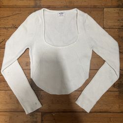 White Long Sleeve Crop Top 
