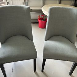 Set of 2 Upholstered Dining Chairs – Modern, Nailhead Trim