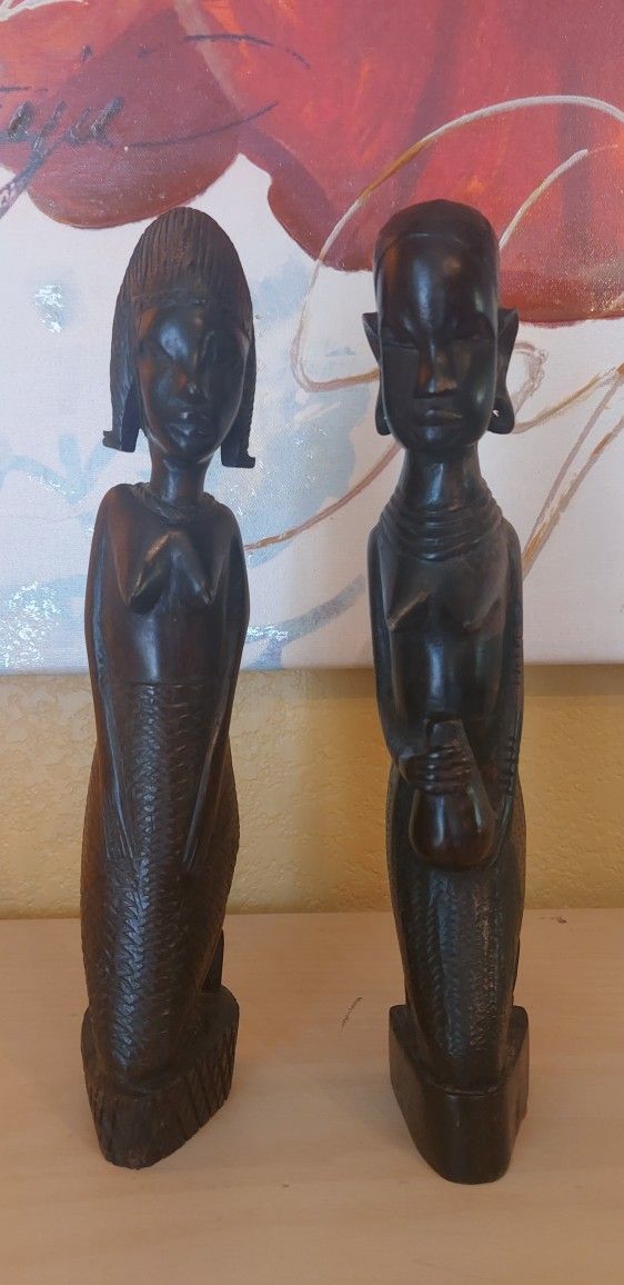 Vintage Authentic African Art Statues 