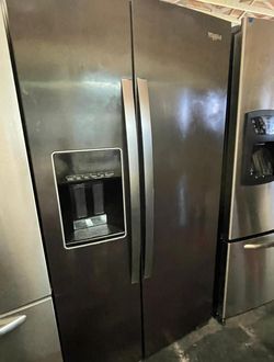 Whirlpool Side-by-Side Black Refrigerator Fridge

