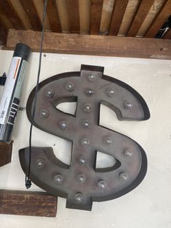 Vintage Metal Light-Up Money Sign