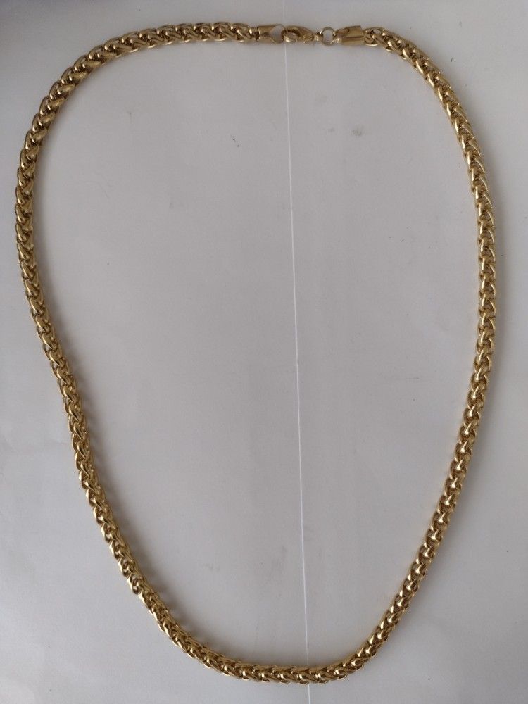 23" Wheat Link Gold Plated Necklace
