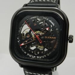 Men's Automatic Mechanical Hollow Skeleton Dial 42mm Square Exhibition Watch