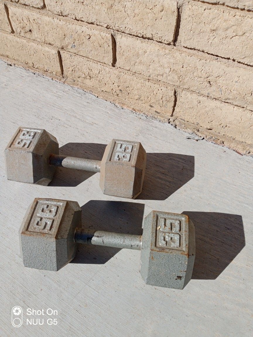 Pair 35 lb Dumbbell Weights 