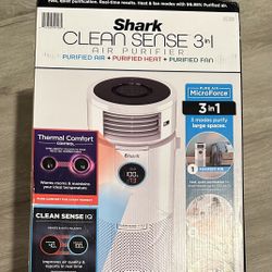 Shark HC450 3-in-1 Clean Sense Air Purifier, Heater & Fan, HEPA Filter, 500 Sq ft, Oscillating, White