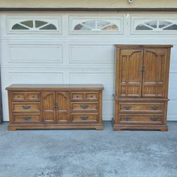 Dresser Set Matching Bureau Highboy Cabinet Gentlemens Chest