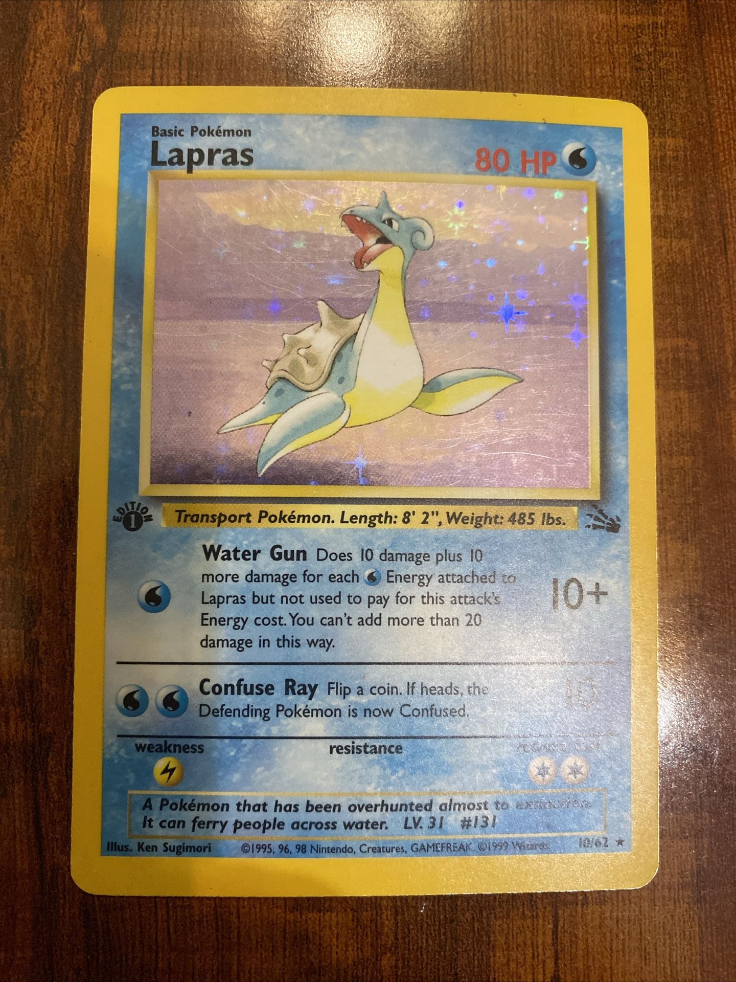 Pokemon Lapras 1st Edition Fossil 10/62 Vintage Holo Rare LP 💦