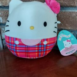 Squishmallows Sanrio Hello Kitty Pink Bow Plaid Plush Doll Tags 7 Inches 2023