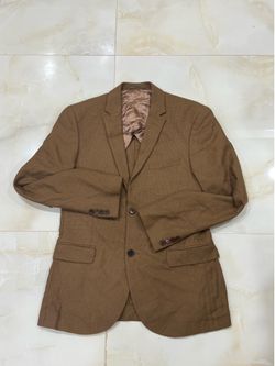 Angelico 38R Camel Khaki Slim 100% Wool Mens