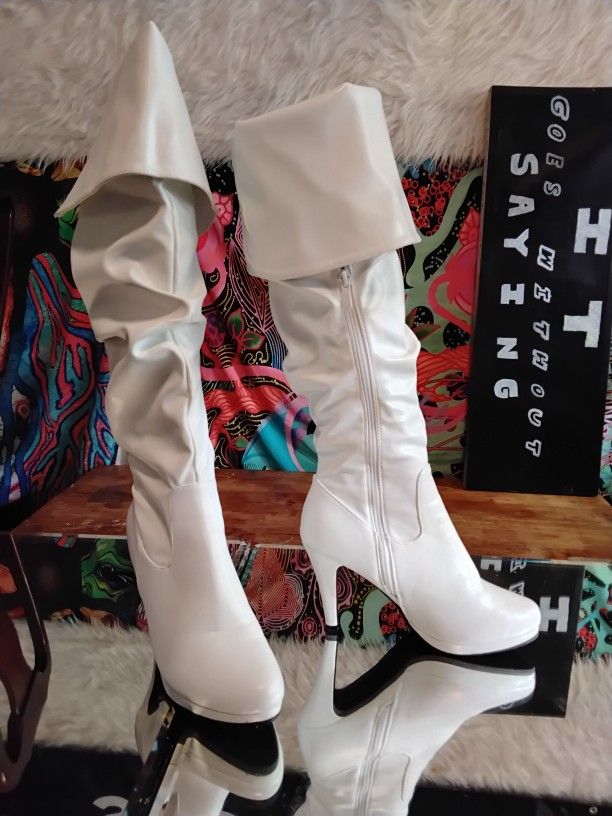8.5 White Thigh High Boots