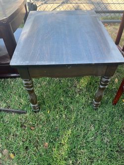 Dark Wood End Table with Turned Legs