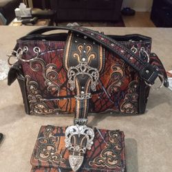 New Rhinestone Purse With Matching Wallet