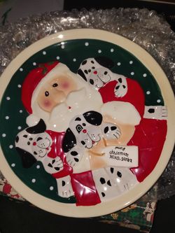 Santa & Dalmatian Puppies Christmas Cookie Plate – Original Box