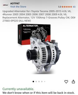 Tested Once AOTPAT 130A Alternator for Toyota Tacoma 2005-2015 4Runner 2003-2009 4.0L V6