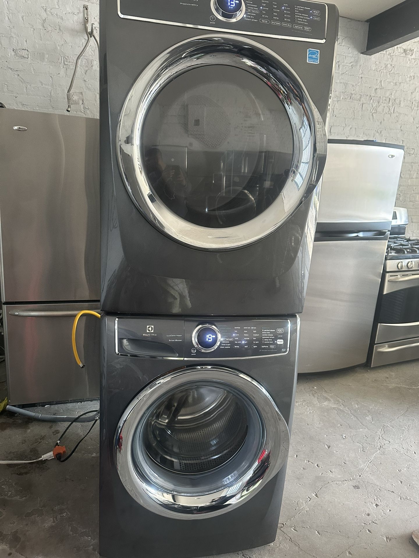 Electrolux front load washer &. Electrolux front load gas dryer set stainless steel