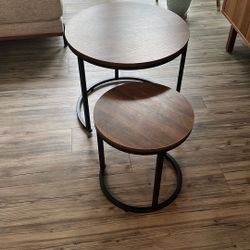 Modern Nesting Coffee Table Set – Wood & Metal