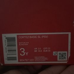 (PS) Nike Cortez Basic SL 'White Black