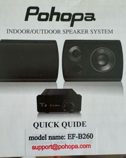 Pohopa EF-B260 Indoor/Outdoor Bluetooth Speaker System  Pohopa EF-B260 indoor/outdoor speaker system in excellent working condition. Perfect for patio