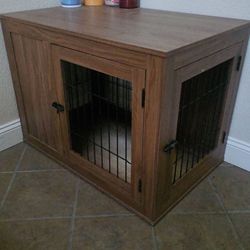 Furniture Style Dog Crate End Table – Wood Kennel w/ 2 Doors