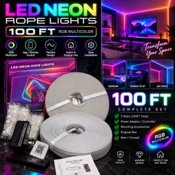100FT LED Neon Rope Lights – RGB Multicolor – Complete Set – New