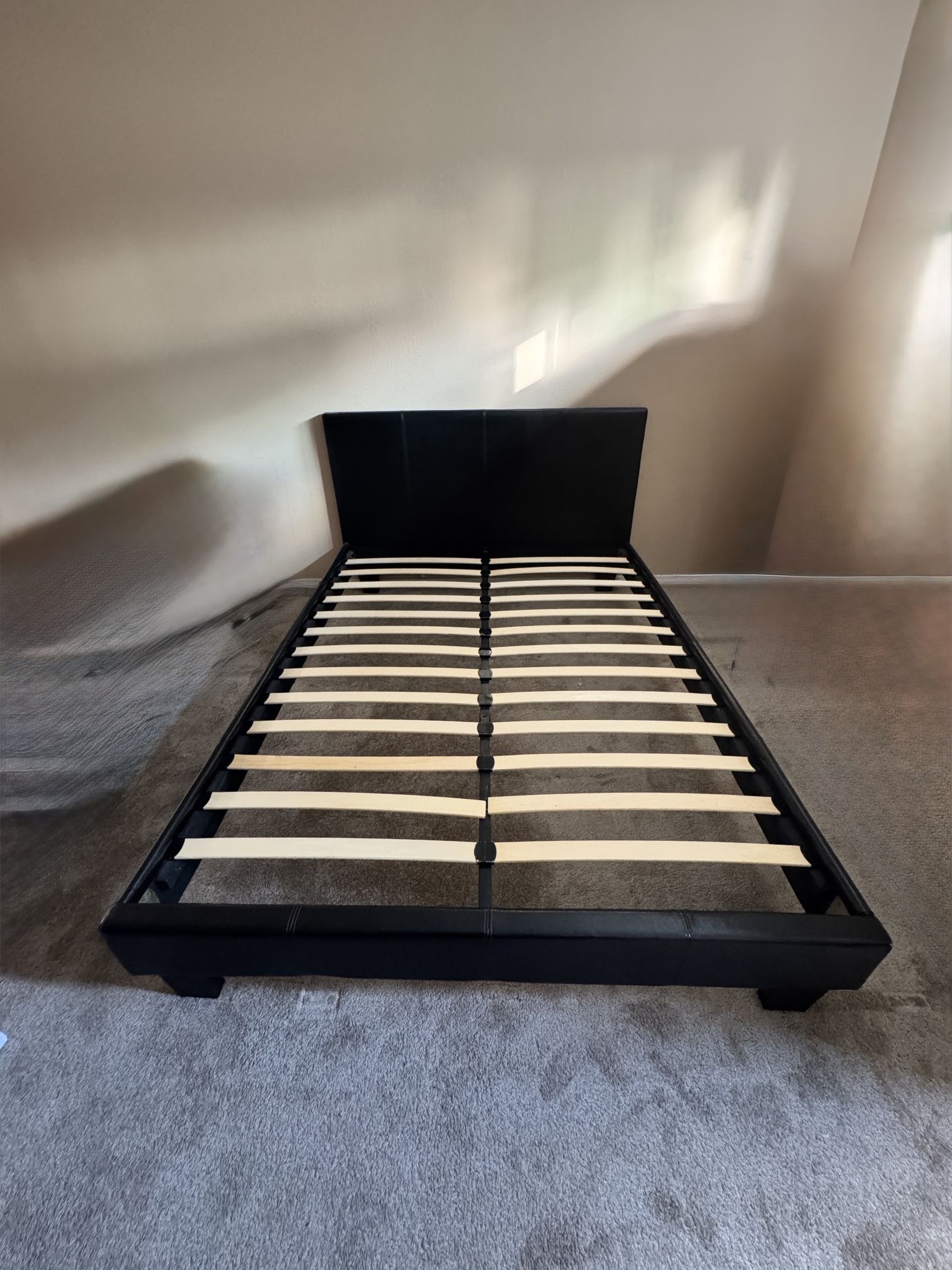 Black Leather Bed Frame - Queen