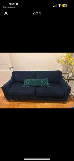 Blue velvet couch